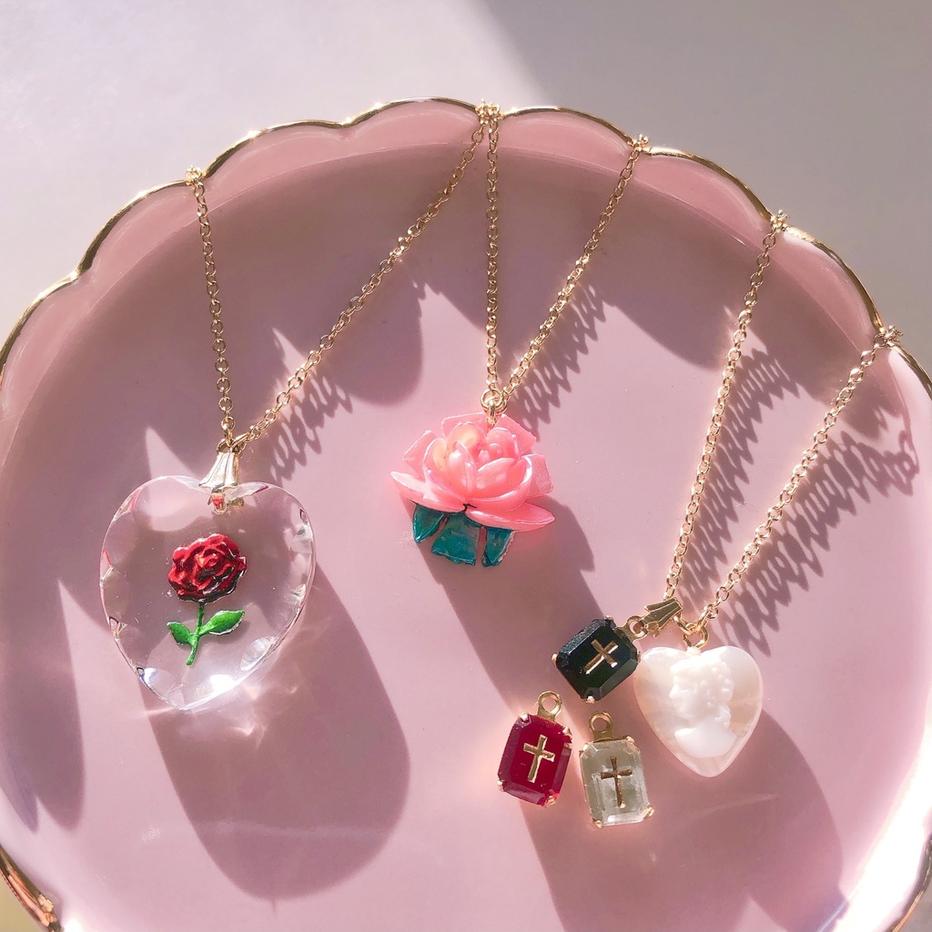 ハートと十字架のななめがけ