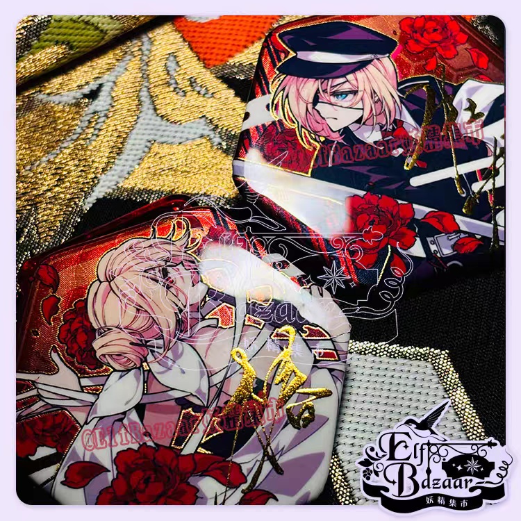 【からくり卍ばーすと】缶バッジ(丸型ホロ / 六角箔押し)