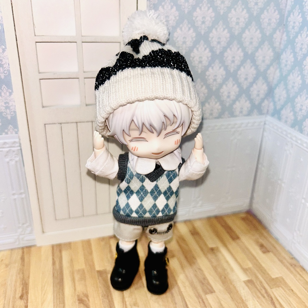 ねんどろいどどーる用 ポンポンニット帽 ポンポンマフラー