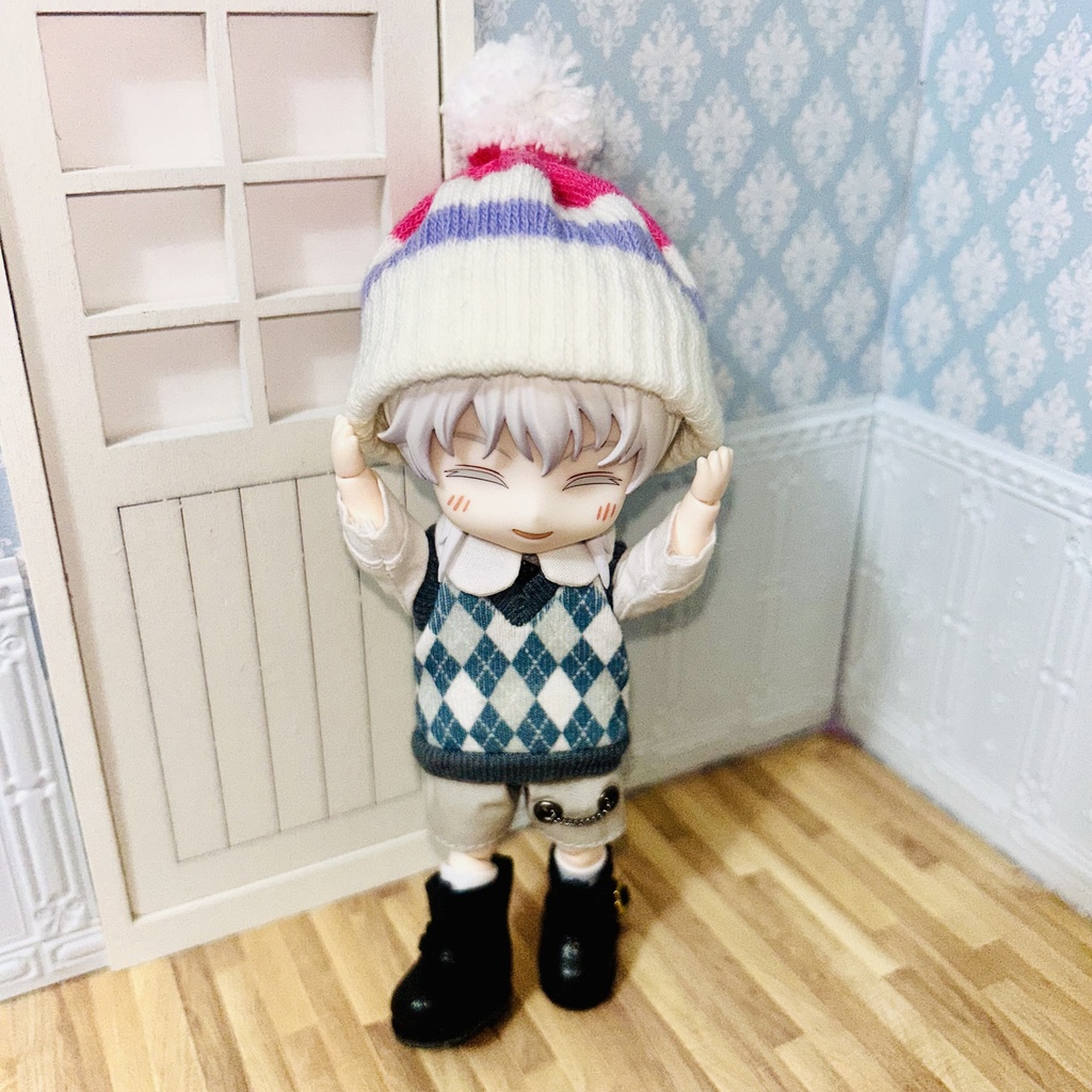 ねんどろいどどーる用 ポンポンニット帽 ポンポンマフラー