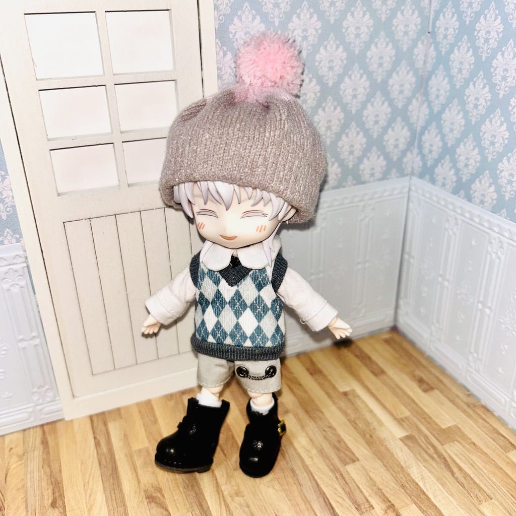 ねんどろいどどーる用 ポンポンニット帽 ポンポンマフラー