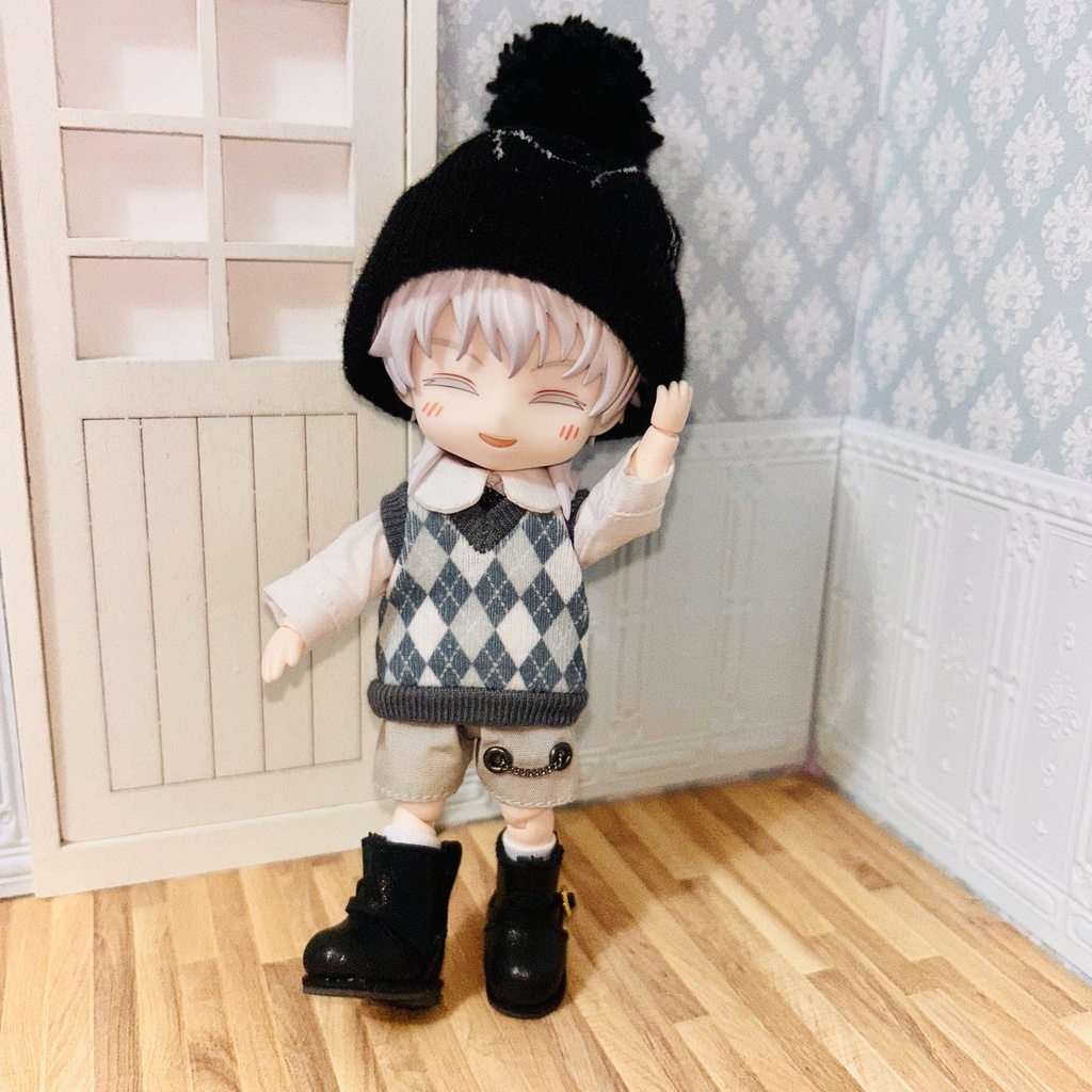 ねんどろいどどーる用　ポンポンニット帽　ポンポンマフラー