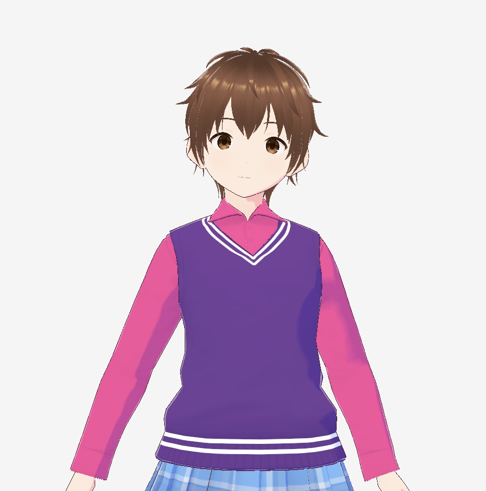 【VRoid Studio】学生風シャツ・ベストセット(基本色)