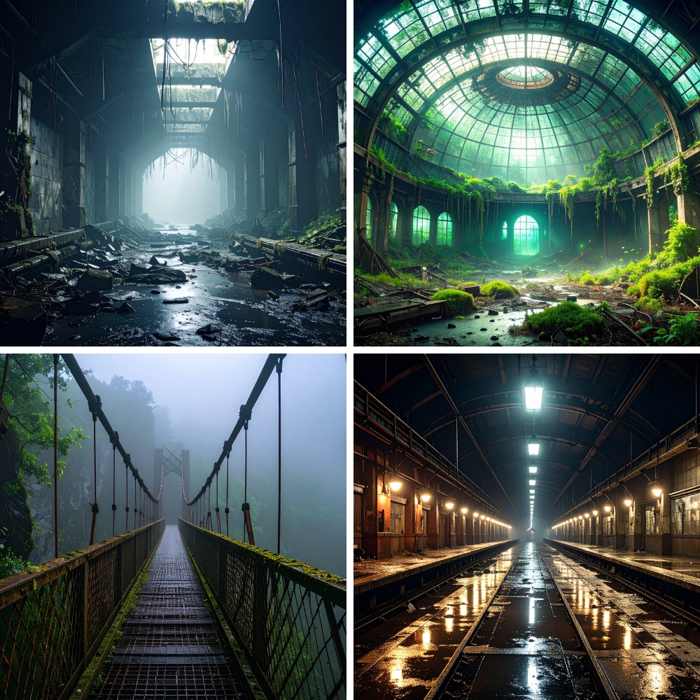 荒廃した街 – 廃墟背景素材パック(200枚/16:9/PDF形式)