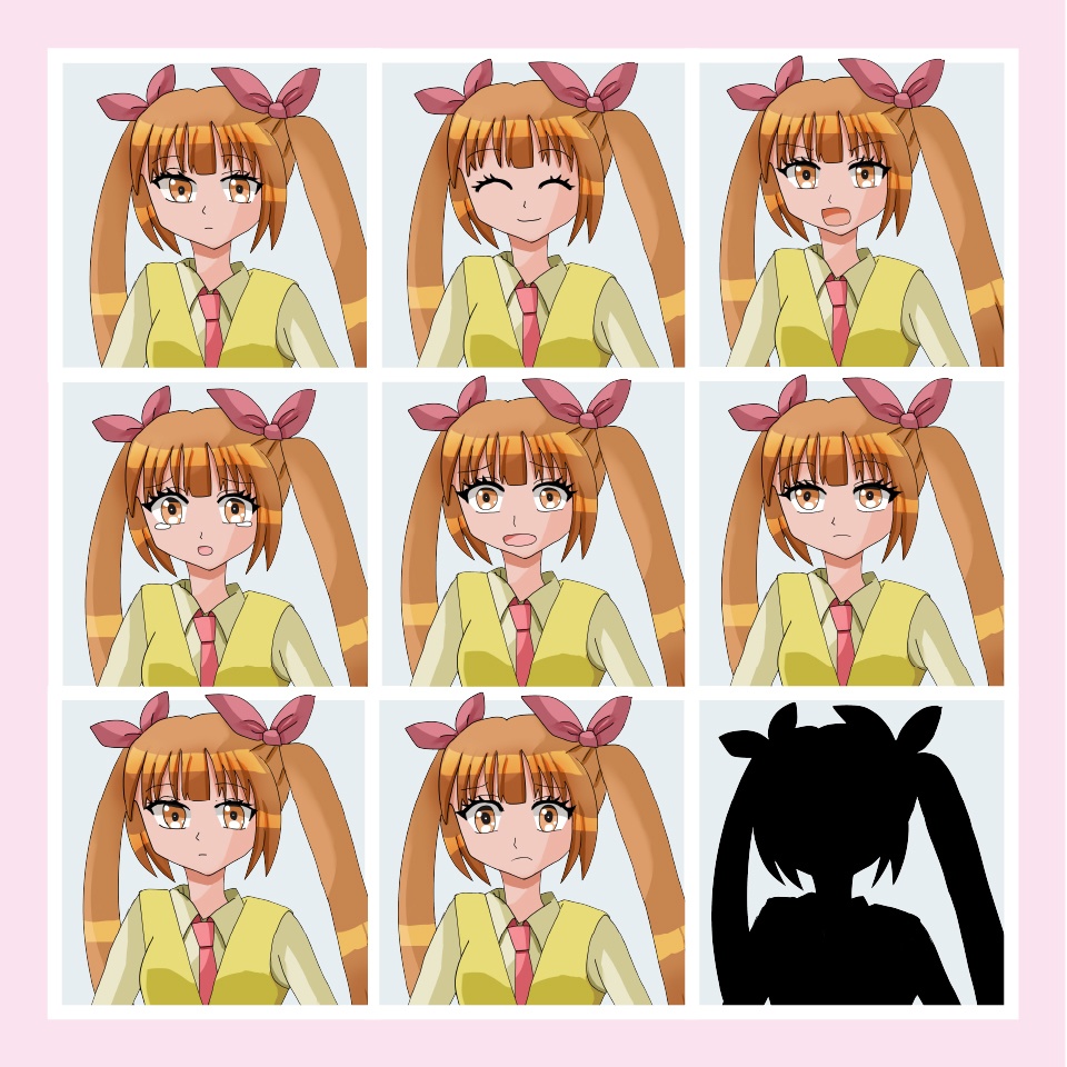 【TRPG立ち絵素材】ツインテールの女子高生|NPC|学園・日常【無料】