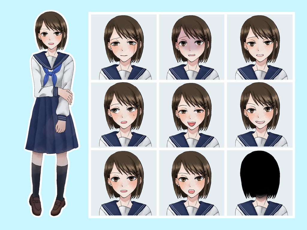 【TRPG立ち絵】感情豊かな女子学生セット|NPC|学園・日常【無料】