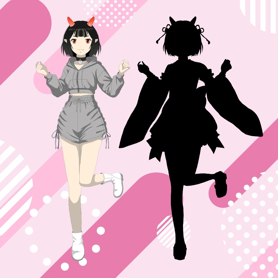 【TRPG立ち絵】鬼っ娘和服少女(私服差分付き)|NPC|ファンタジー・日常