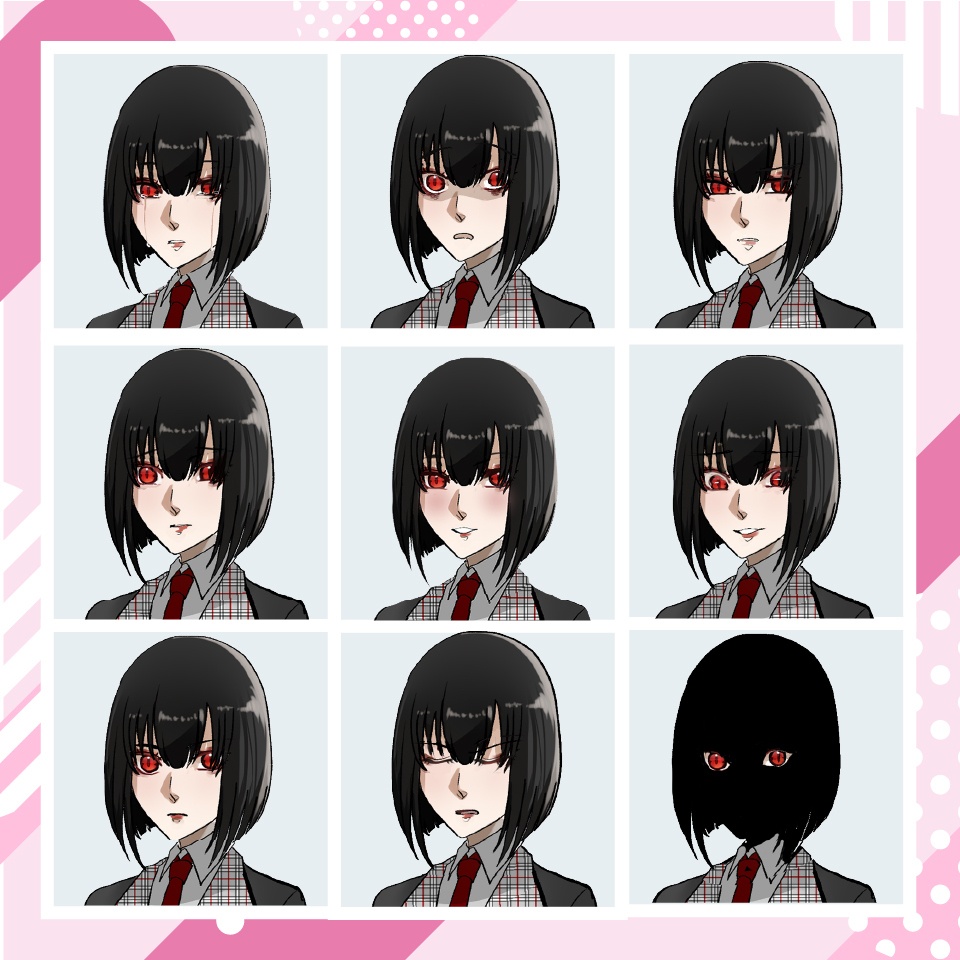 【TRPG立ち絵】赤目の女子高生|NPC|ファンタジー・日常