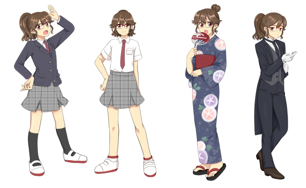 【10/10追加】赤ふち眼鏡の少女の立ち絵