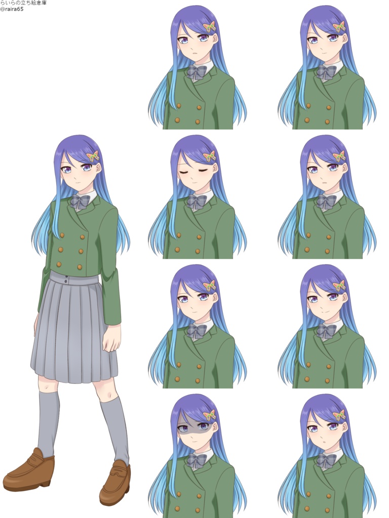 【2/11追加】蝶の髪飾りをした少女の立ち絵