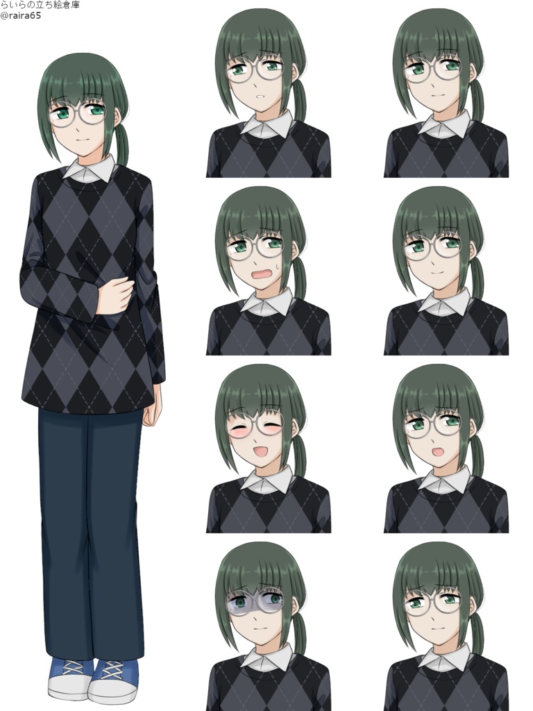 地味で内気な女性の立ち絵