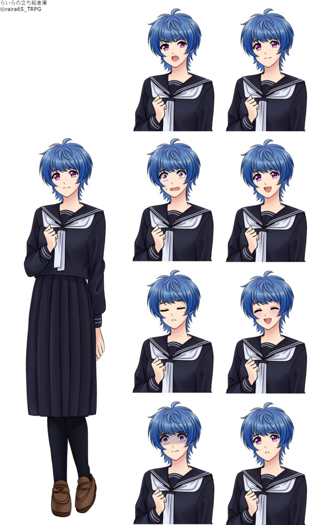 ウルフカットの少女の立ち絵