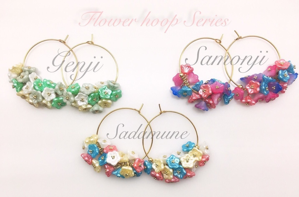 フラワーフープピアス