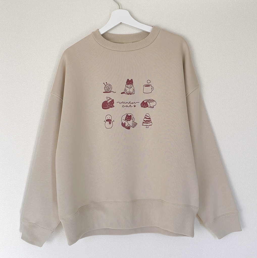 冬にゃんこ裏起毛スウェット ビッグシルエット