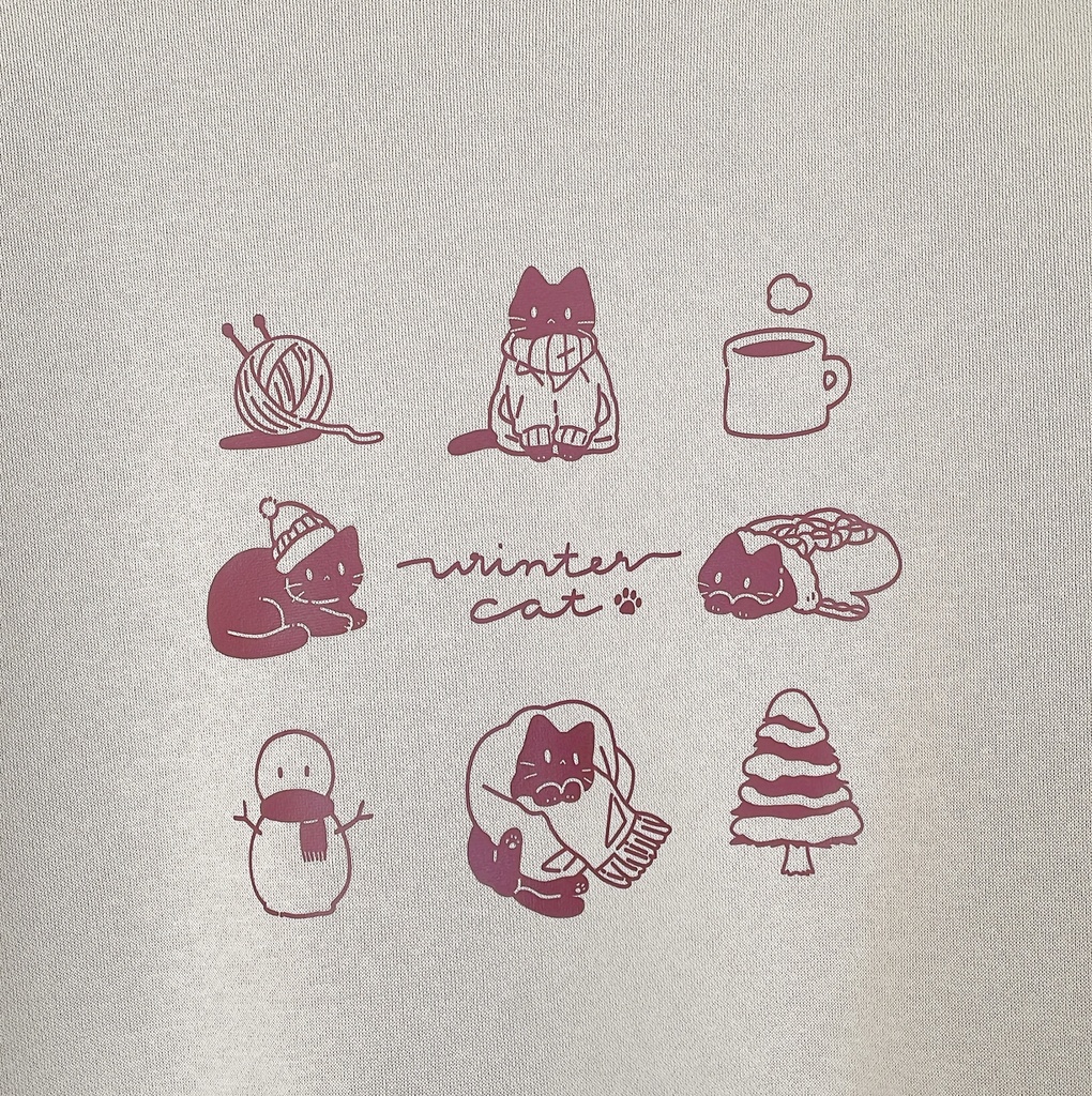 冬にゃんこ裏起毛スウェット ビッグシルエット