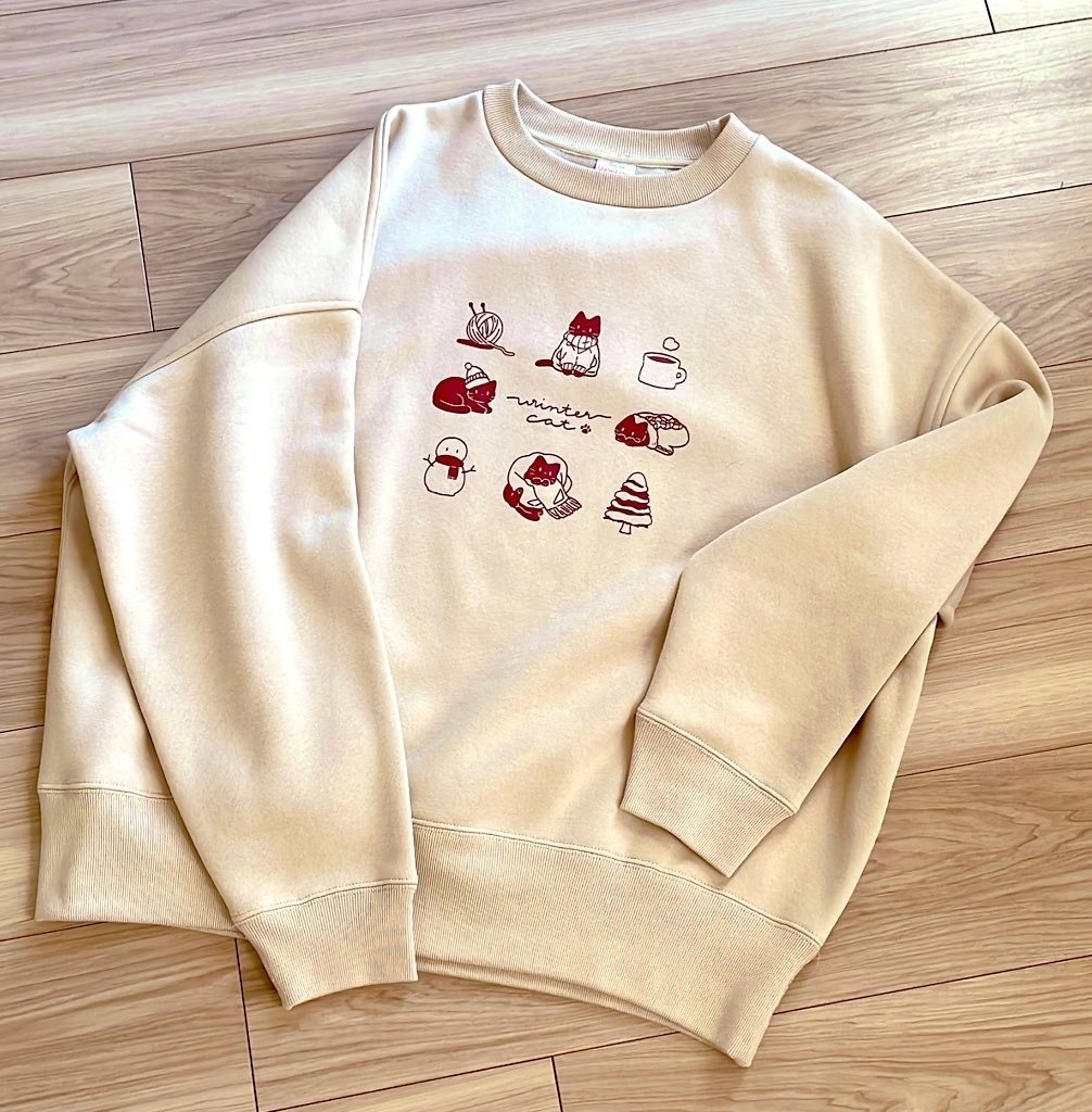 冬にゃんこ裏起毛スウェット ビッグシルエット