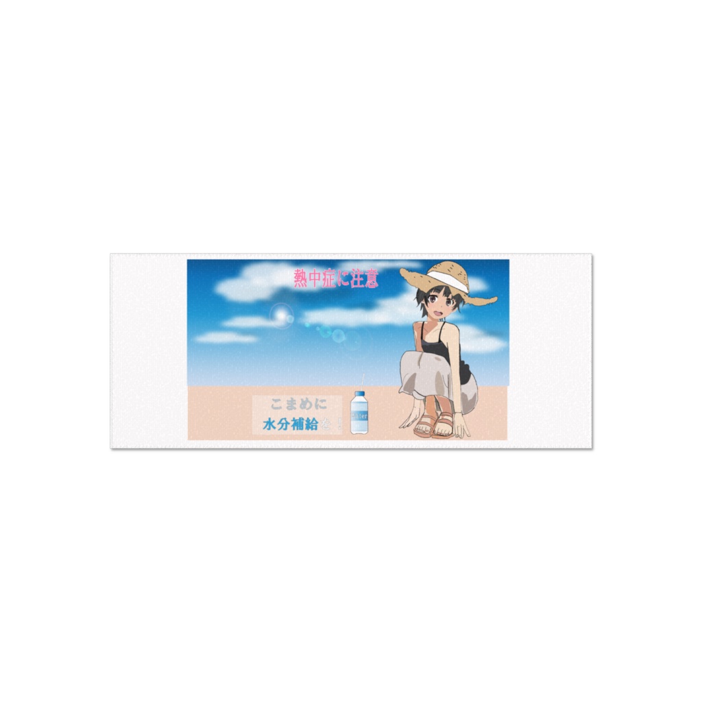 熱中症対策アナウンス_女性キャラ|フェイスタオル - 84 × 34cm