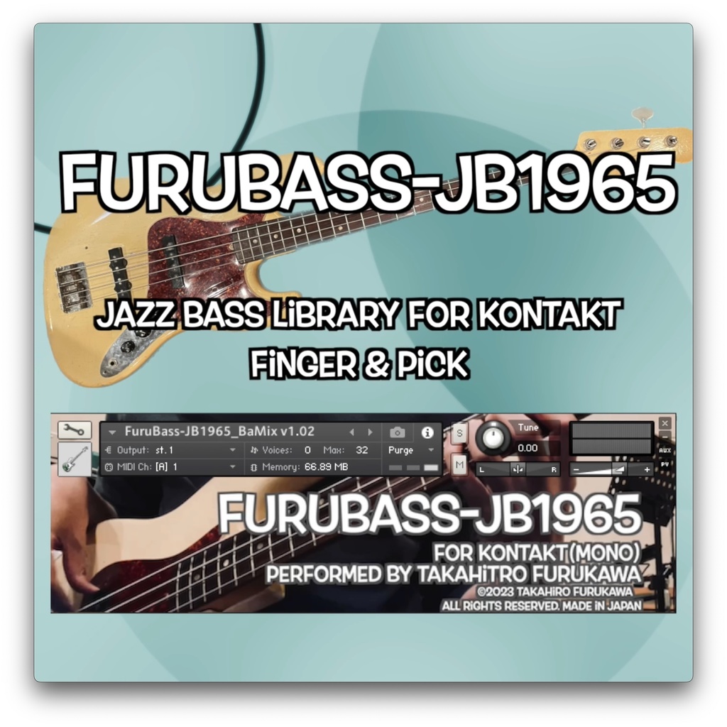FuruBass-JB1965 ベース音源-指弾き&ピック弾きフルセット for KONTAKT