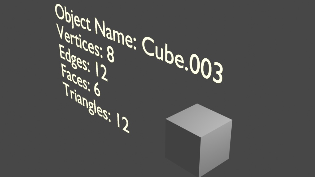 【無料】Blenderのメッシュオブジェクトの統計情報をテキストとして追加するアドオン「Summon Statistics」