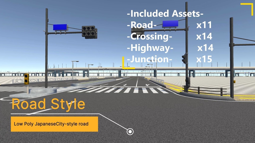 【Unity対応】 日本風ローポリ道路素材 『UnityRoadMaster』(フルセット)