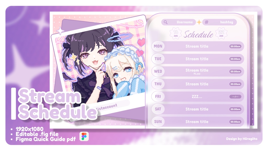週間スケジュール用素材｜Violet Diary 
