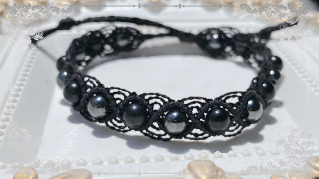 【即納品】ブラック系天然石ブレスレット【Chimama】