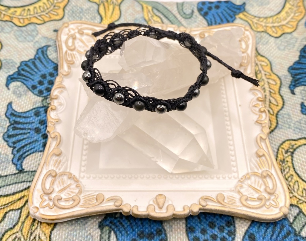 【即納品】ブラック系天然石ブレスレット【Chimama】