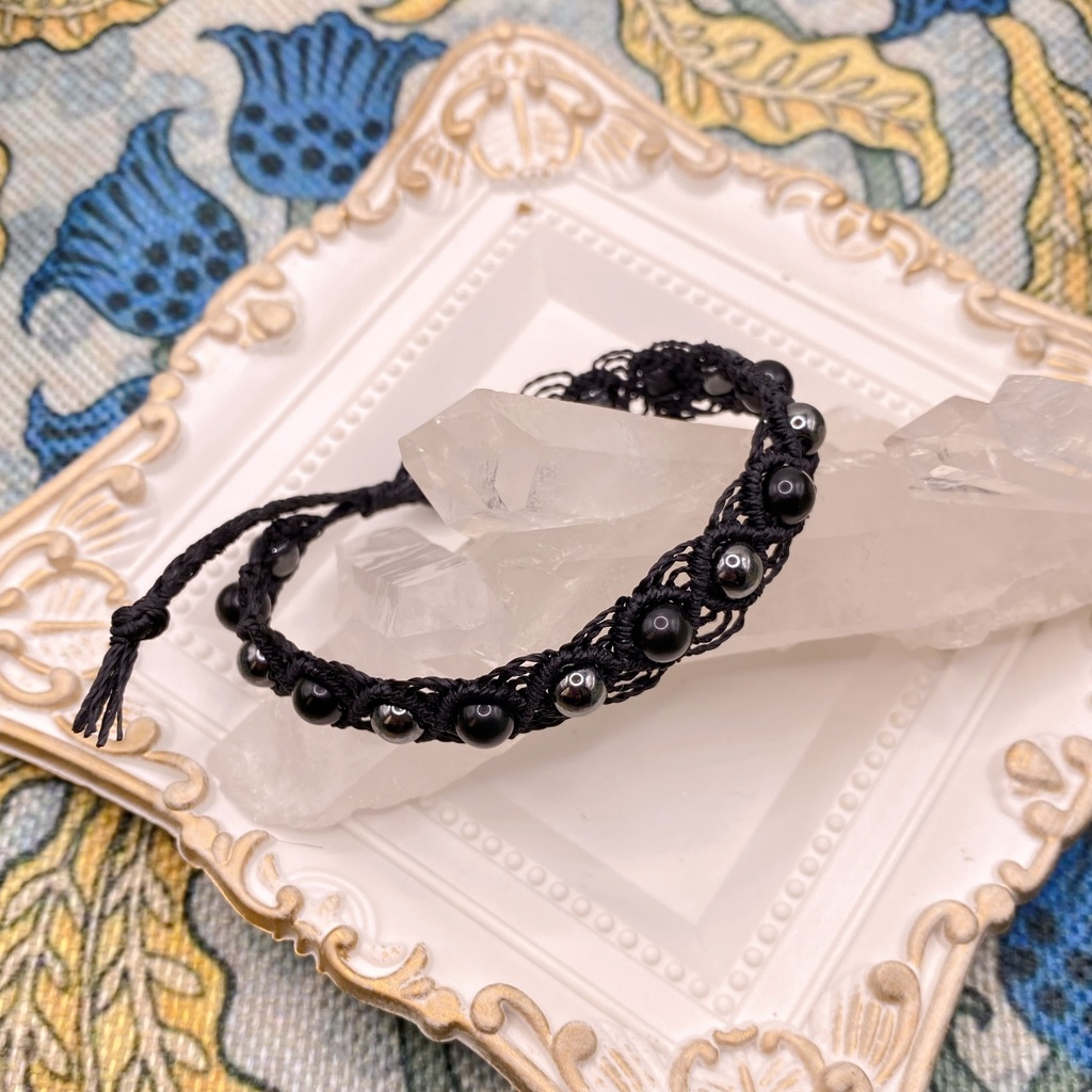 【即納品】ブラック系天然石ブレスレット【Chimama】