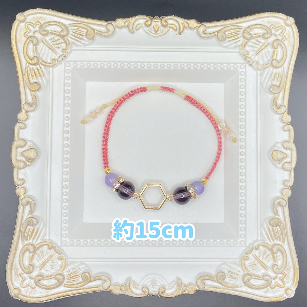 【即納品】6角形チャームブレスレット/桜色【Chimama】