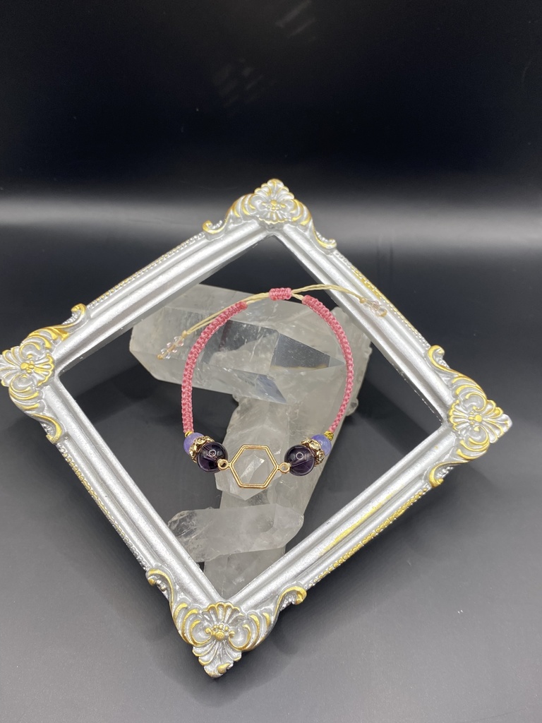 【即納品】6角形チャームブレスレット/桜色【Chimama】