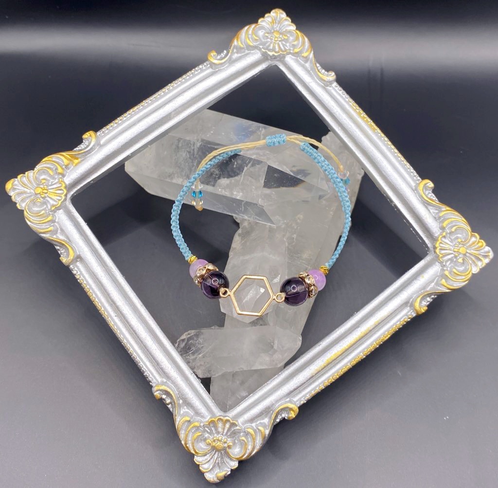 【即納品】6角形チャームブレスレット/空色【Chimama】