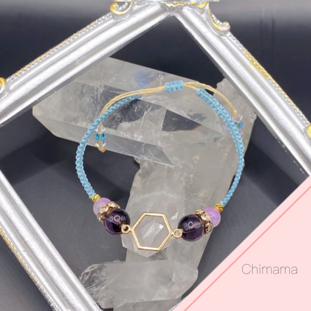 【即納品】6角形チャームブレスレット/空色【Chimama】