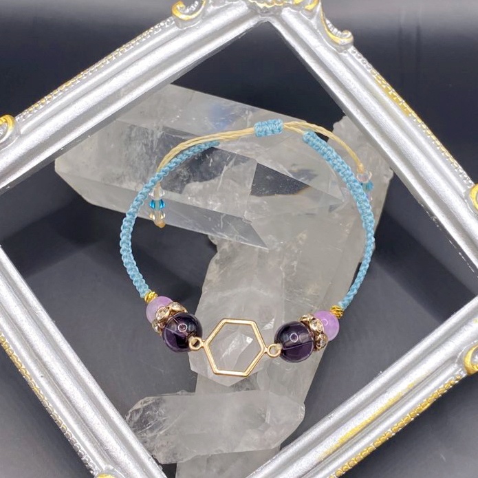 【即納品】6角形チャームブレスレット/空色【Chimama】