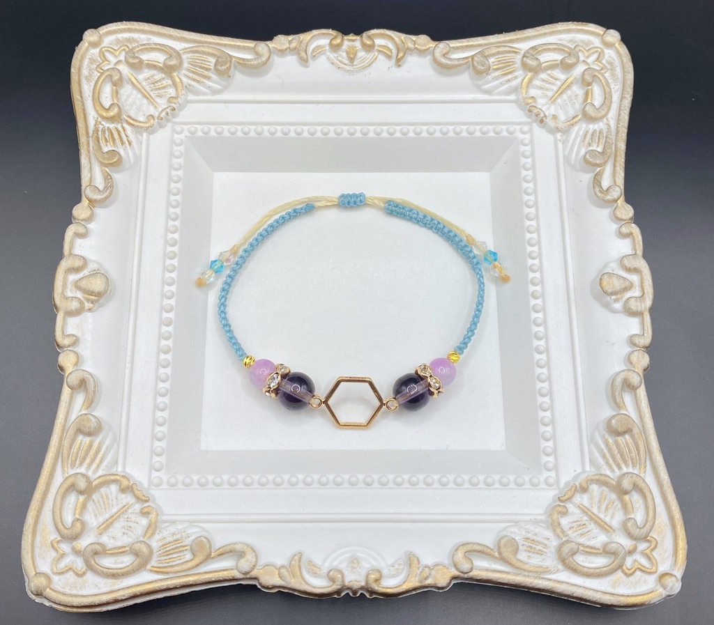 【即納品】6角形チャームブレスレット/空色【Chimama】