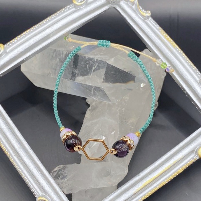 【即納品】6角形チャームブレスレット/青磁色【Chimama】