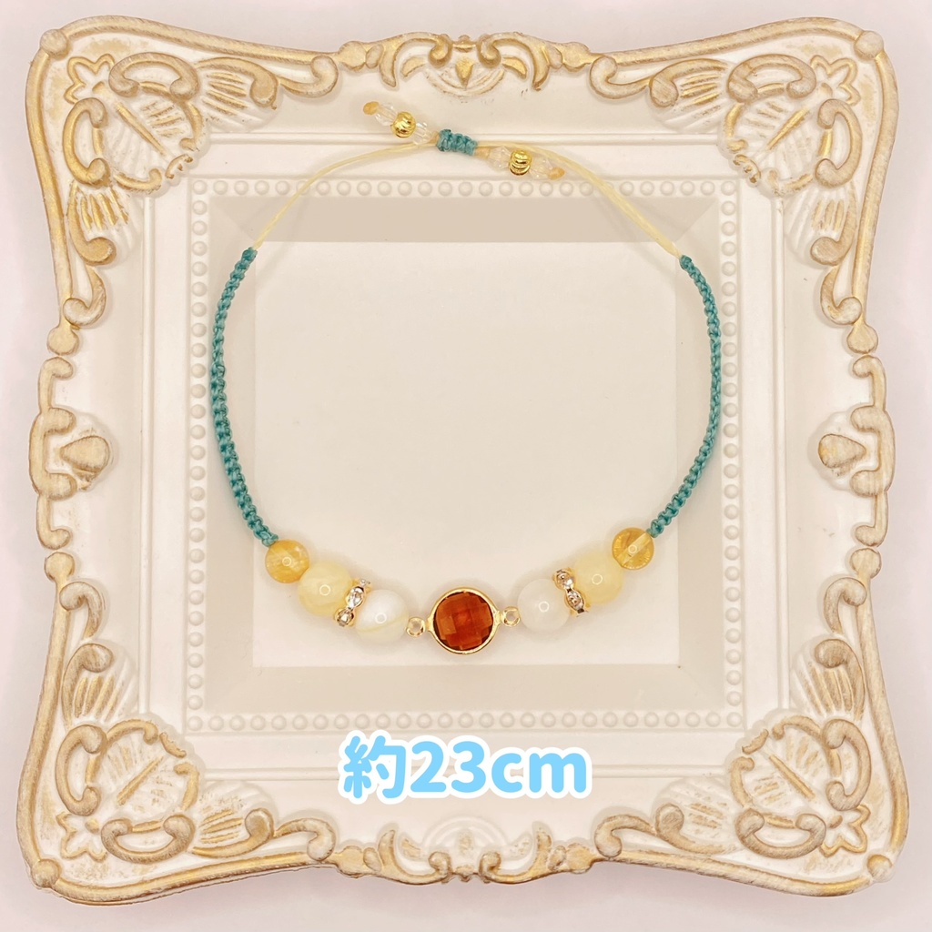 【即納品】ブラウンガラスチャームブレスレット/青磁色【Chimama】