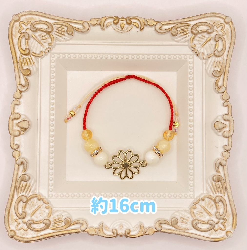 【即納品】フラワーチャームブレスレット/牡丹色【Chimama】