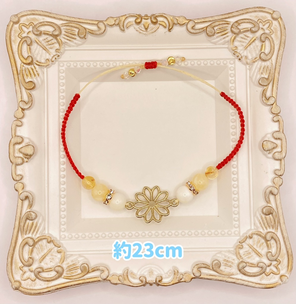 【即納品】フラワーチャームブレスレット/牡丹色【Chimama】