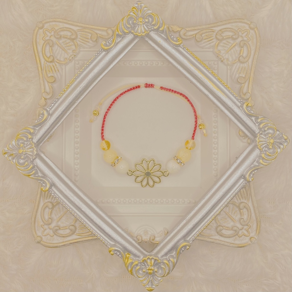 【即納品】フラワーチャームブレスレット/牡丹色【Chimama】