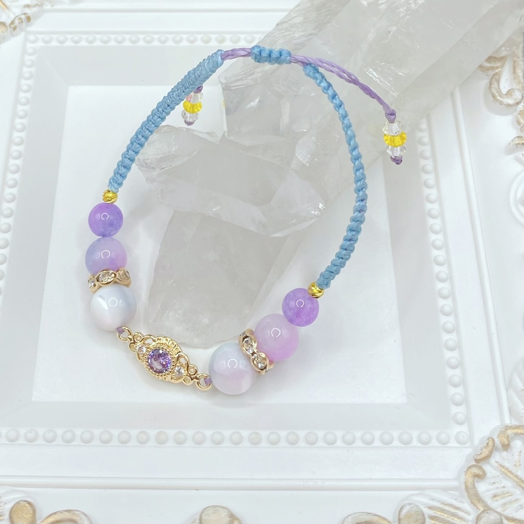 【即納品】キュービックジルコニアチャームブレスレット/空色【Chimama】