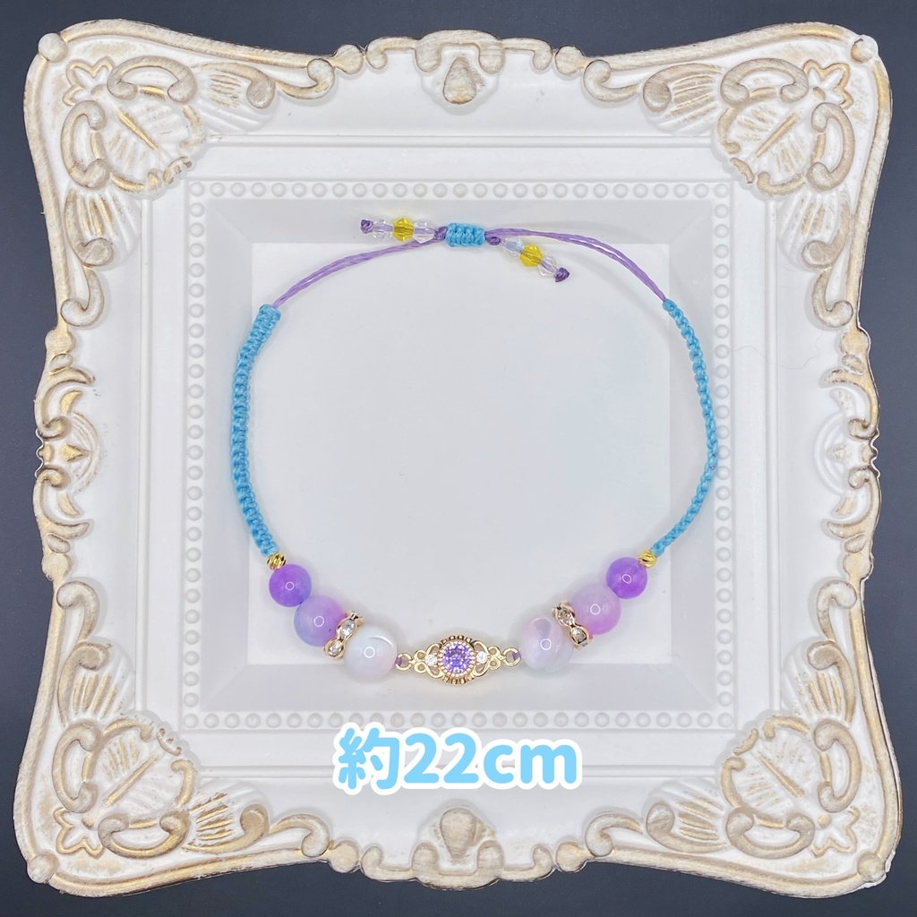 【即納品】キュービックジルコニアチャームブレスレット/空色【Chimama】