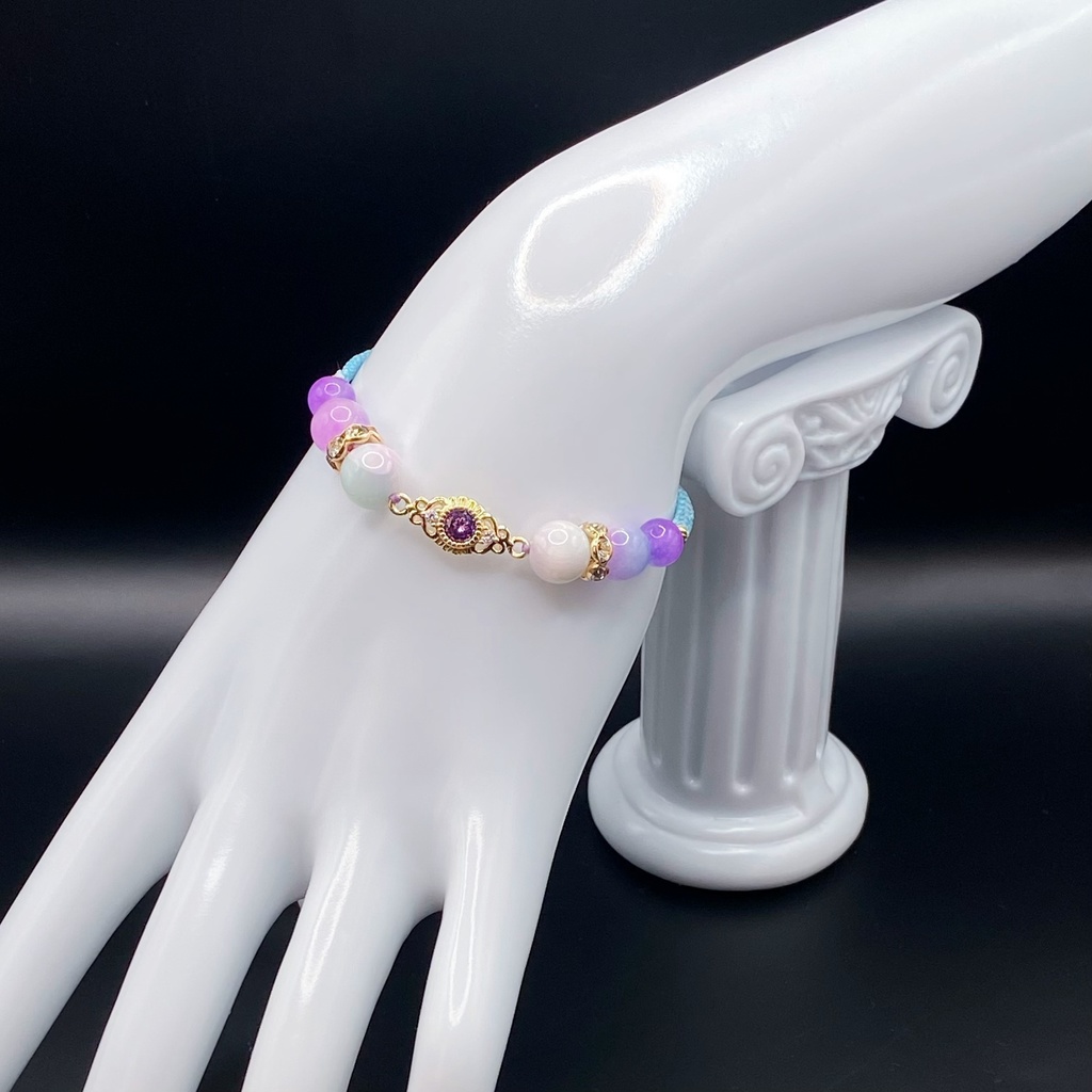 【即納品】キュービックジルコニアチャームブレスレット/空色【Chimama】