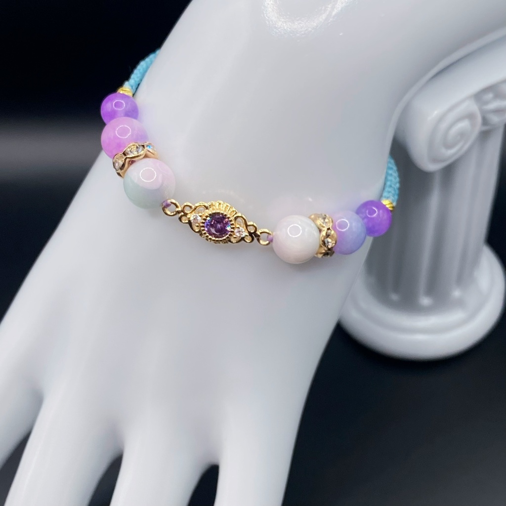 【即納品】キュービックジルコニアチャームブレスレット/空色【Chimama】