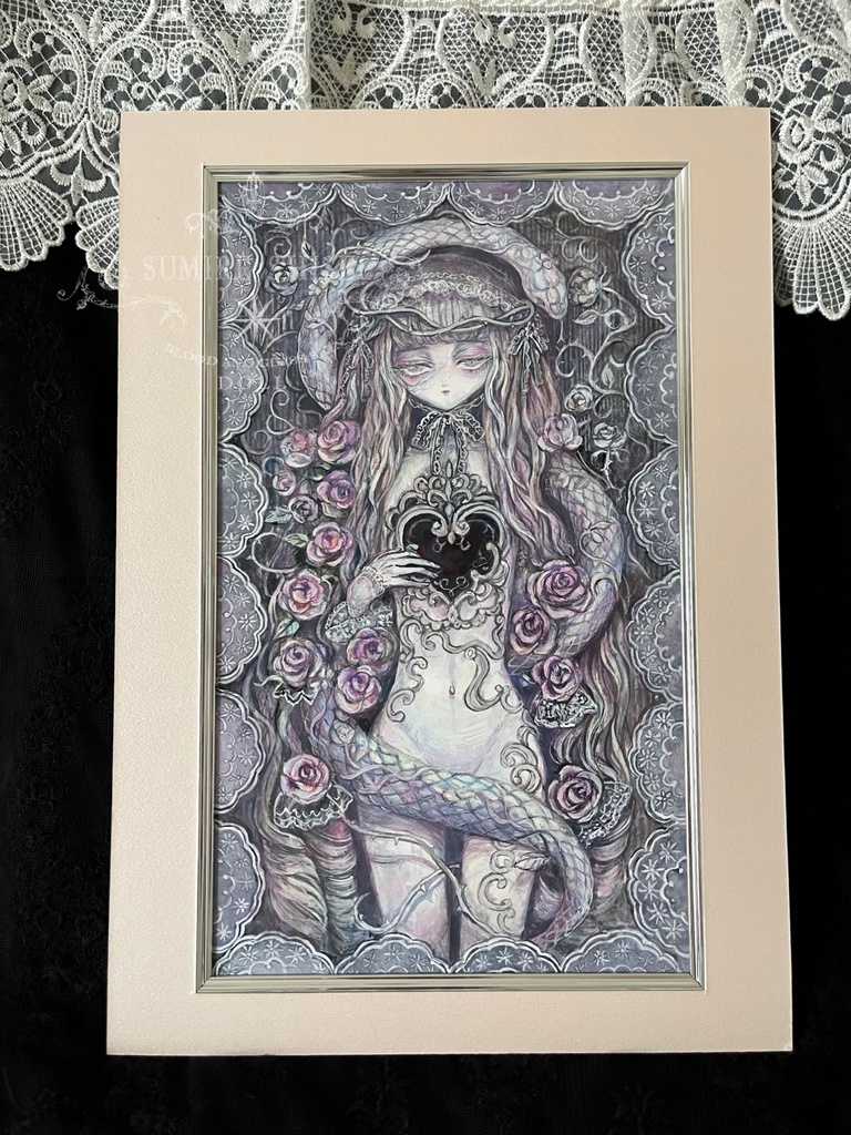 【原画作品】Blessing serpent-薄紅の匣-(A4マット付)※額装オプション有