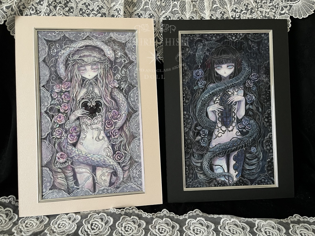 【原画作品】Blessing serpent-薄紅の匣-(A4マット付)※額装オプション有