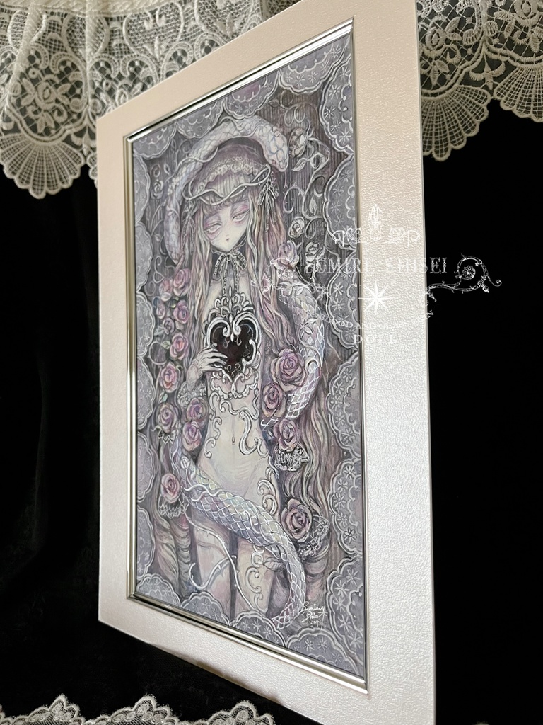 【原画作品】Blessing serpent-薄紅の匣-(A4マット付)※額装オプション有