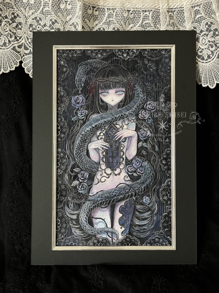 【原画作品】Blessing serpent-闇夜の匣-(A4マット付)※額装オプション有