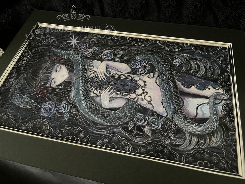 【原画作品】Blessing serpent-闇夜の匣-(A4マット付)※額装オプション有