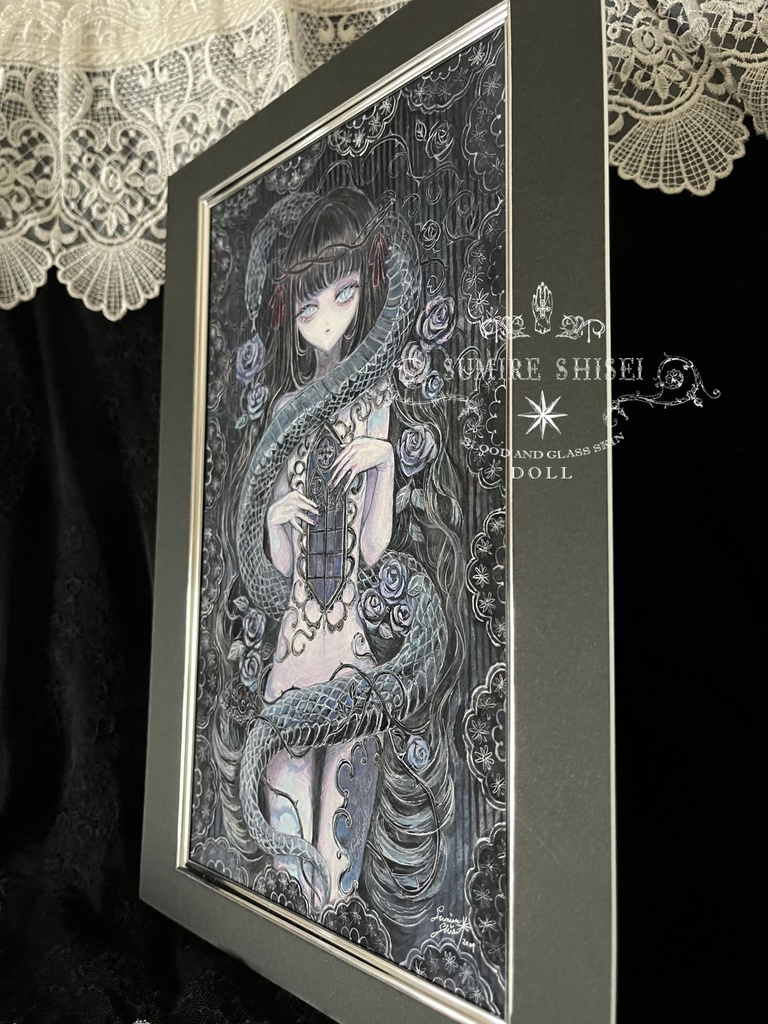 【原画作品】Blessing serpent-闇夜の匣-(A4マット付)※額装オプション有