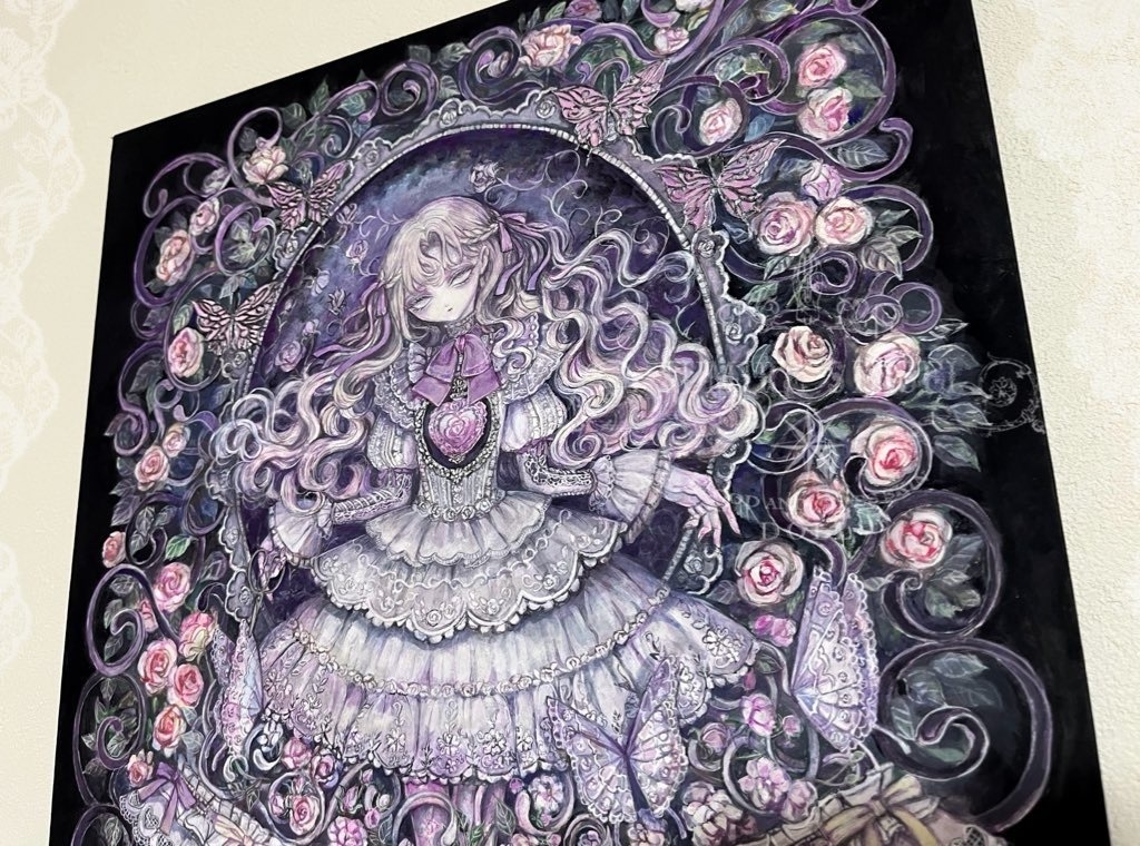 【絵画作品】薔薇色硝子の少女